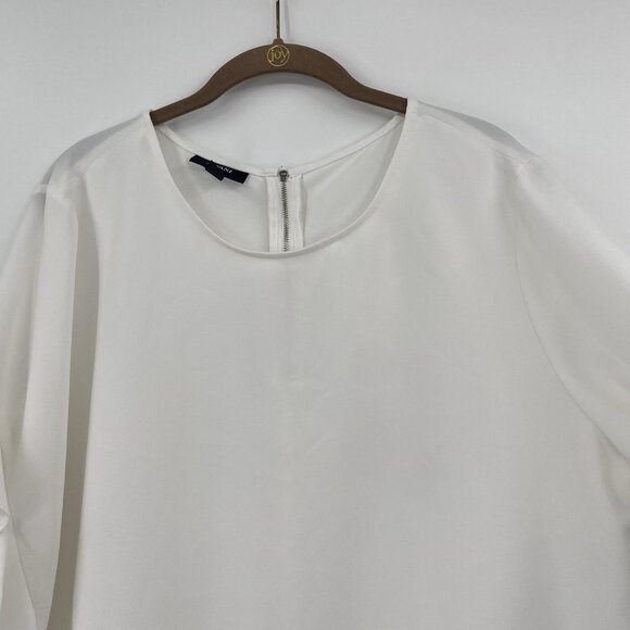 Alfani Women's Size XL White Chiffon Zip-Back Ruffled Sleeve Blouse - Picture 5 of 10